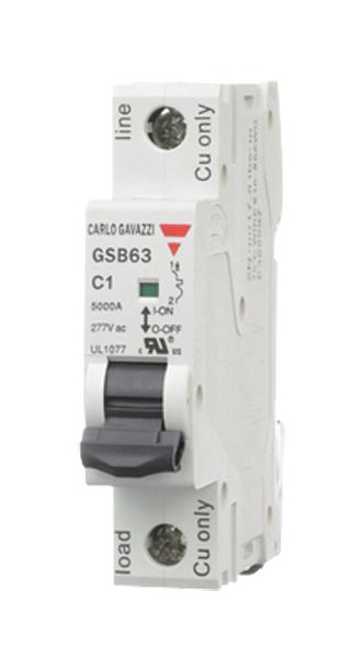 Carlo Gavazzi Gsb631Pc2 Thermal Mag Ckt Breaker, 1P, 2A, 277Vac