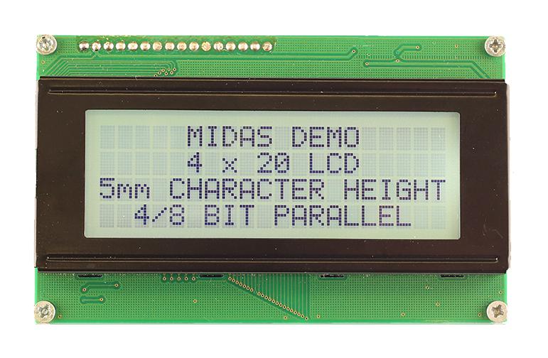 Midas Displays Mc42005A6W-Fptlw3.3-V2 Lcd Display, Cob, 20 X 4, Fstn, 3.3V