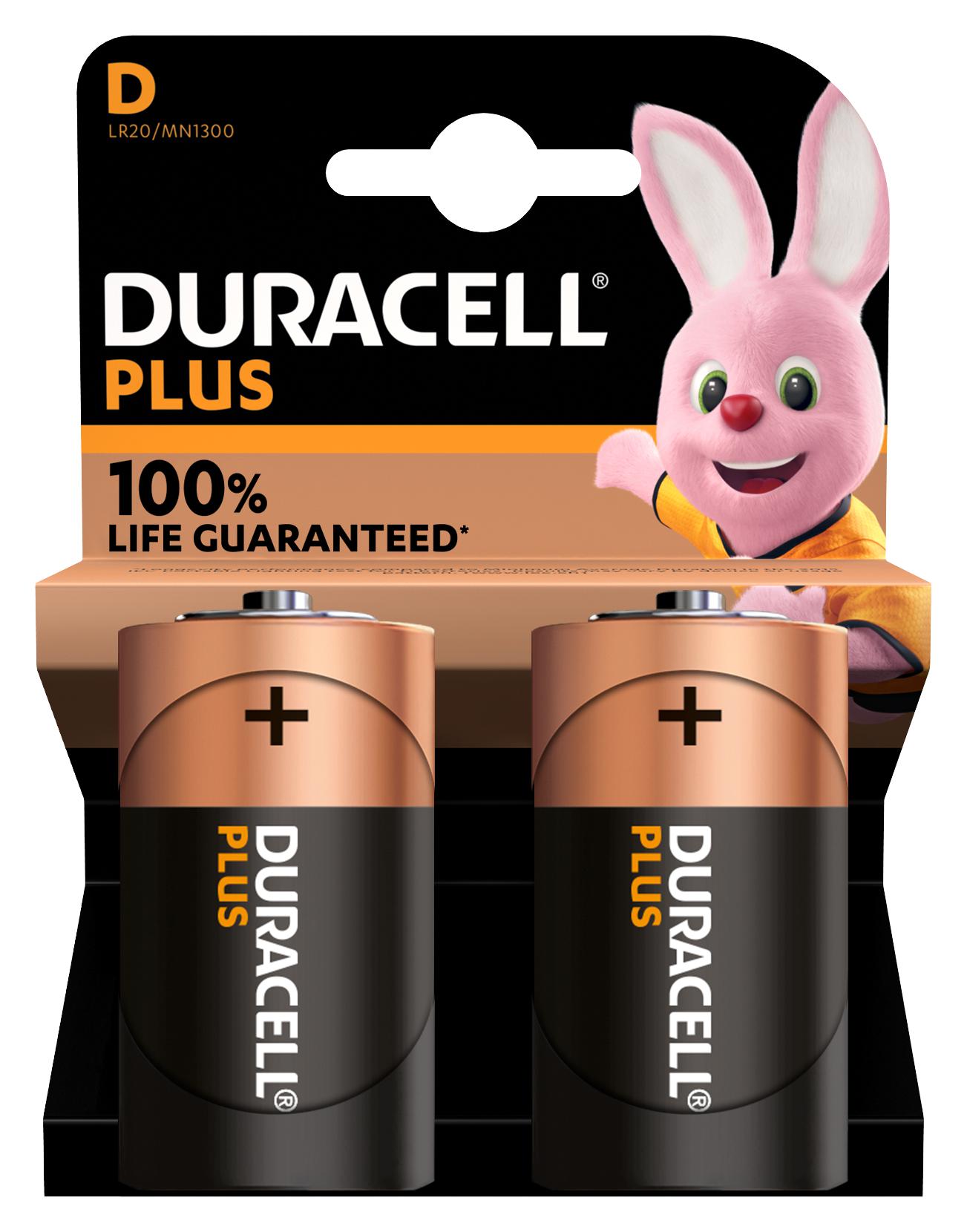 Duracell Mn1300 P2+/pwr Battery, Alkaline, 1.5V, D
