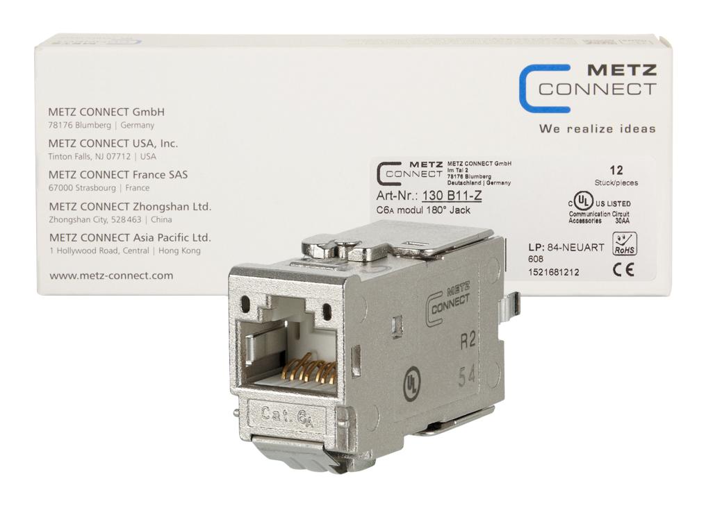 METZ CONNECTorect 130B11-Z Modular Connector, 8P8C, Rj45 Jack, Cat6A
