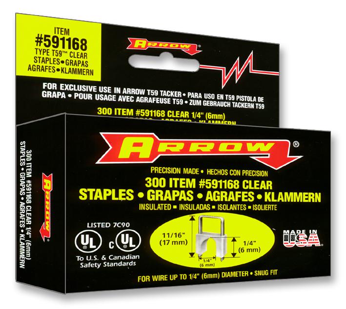 Arrow Fastener 591168 6mm X 6mm Clear Ins Staples (300)