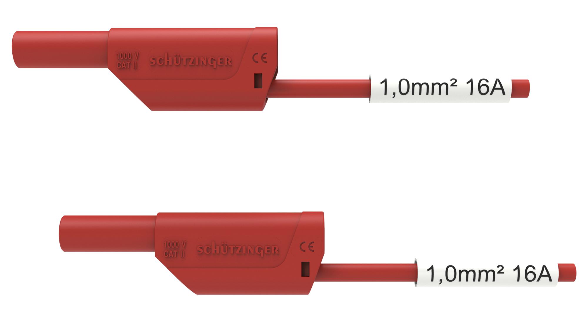 Schutzinger Di Vsfk 8500 / Sil 1 / 200 / Rt 4mm Banana Plug-Sq, Shrouded, Red, 2M