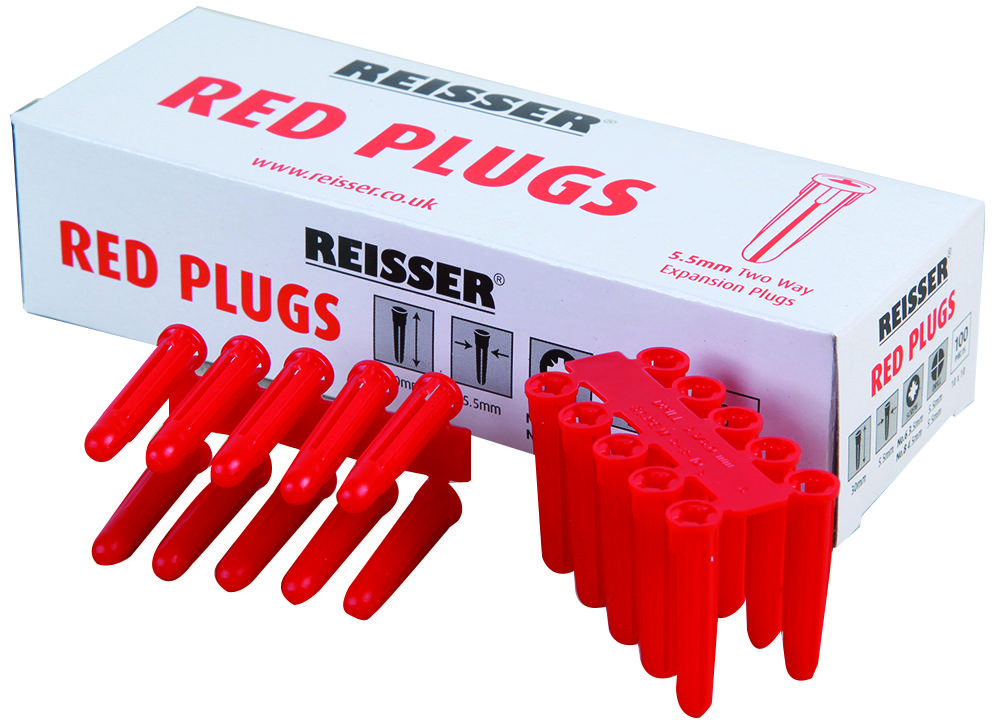 Reisser Red Wallplug Expansion, Pozidriv, Pe, 30mm, Pk100