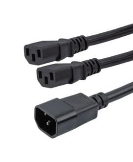 L-Com C14-C132-15-3F Split Pwr Cord, Iec C14-Iec C13, 15A, 3