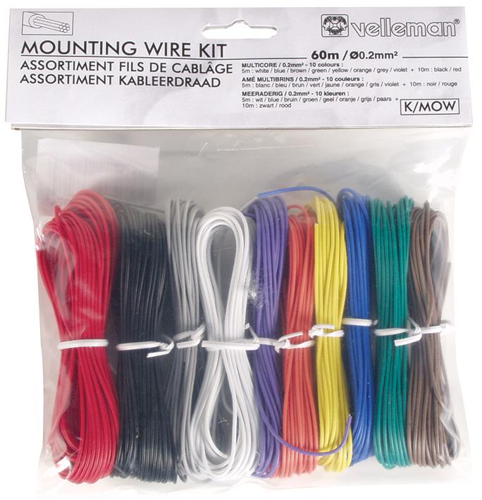 Velleman K/mow Wire Kit, 8X5M, 2X10M, 24Awg, Multicore