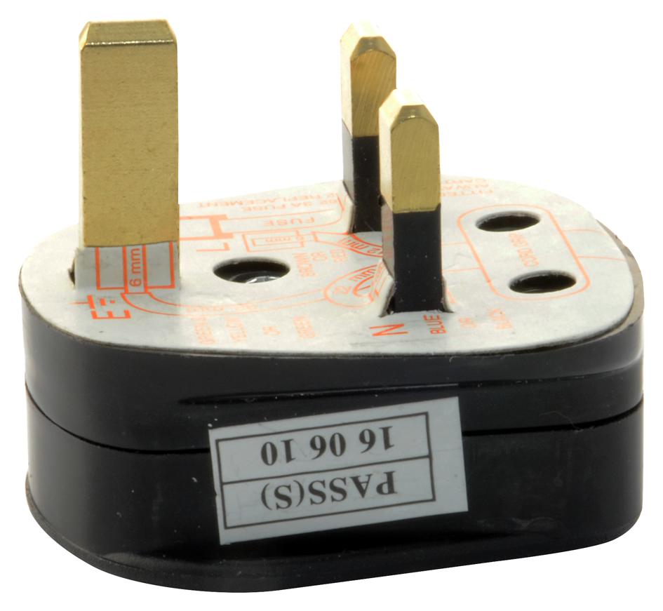 Pro Elec 9518 3A Black Plug, 3A, Black