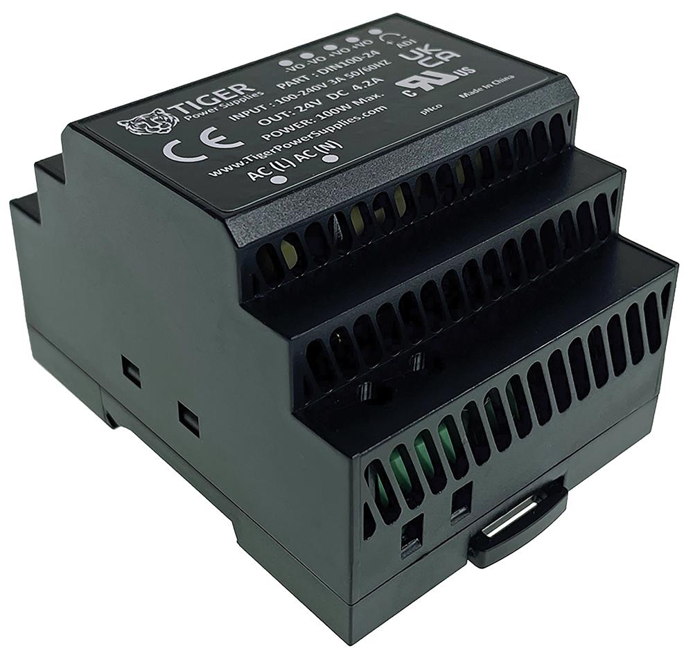 Tiger Power Supplies Din100-24 Power Supply, Ac-Dc, 24V, 4.2A