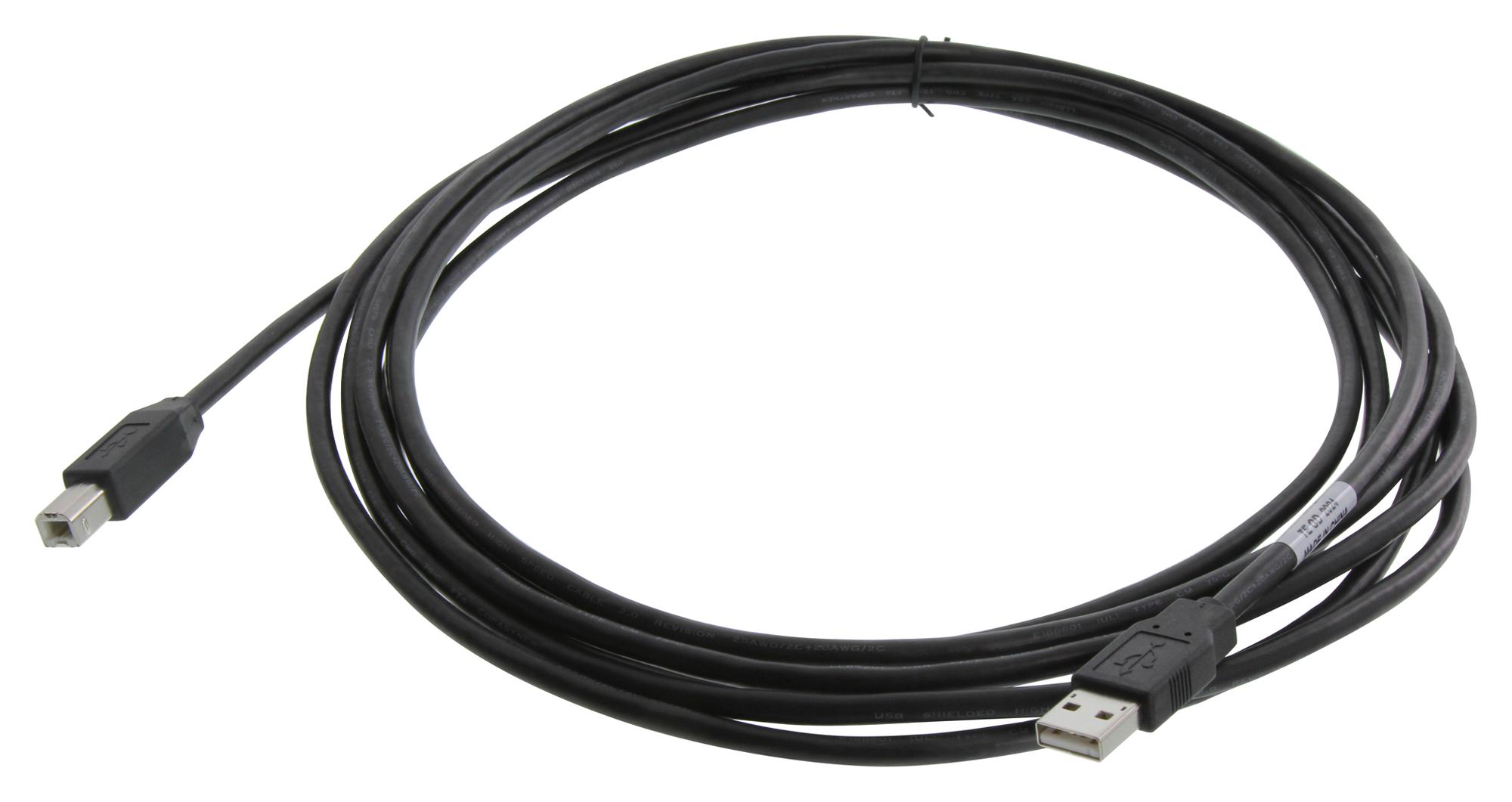 Amp Connectors / Te Connectivity 1487598-2 Usb Cable, 2.0 A Plug-B Plug, 16.4Ft