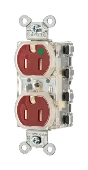 Hubbell Wiring Devices Snap8200Rltr Pwr Con, Nema 5-15R, Hospital Grade, Red