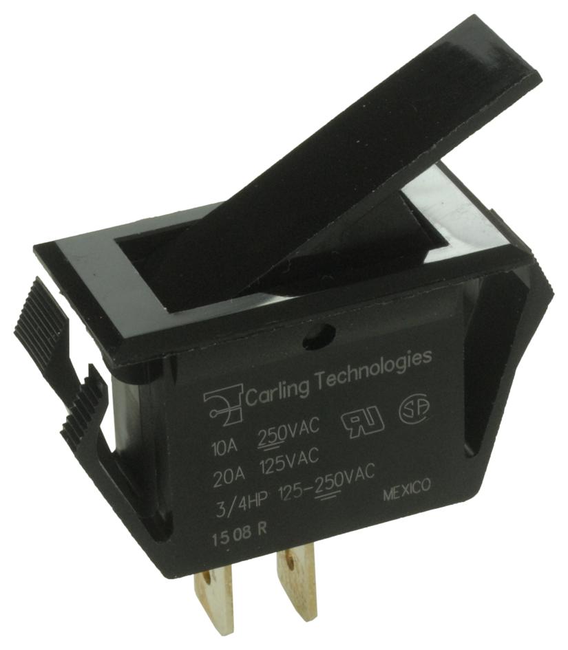 Carling Technologies Ta22B-Tlb-B Switch, Rocker, Spdt, 20A, 250V, Black