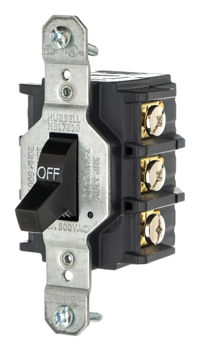 Hubbell Wiring Devices Hbl7810 Switch Disconnector, 3 Pole, 30A, 600Vac