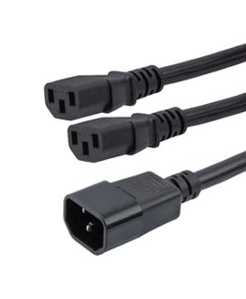 L-Com C14-C132-15-4F Split Pwr Cord, Iec C14-Iec C13, 15A, 4