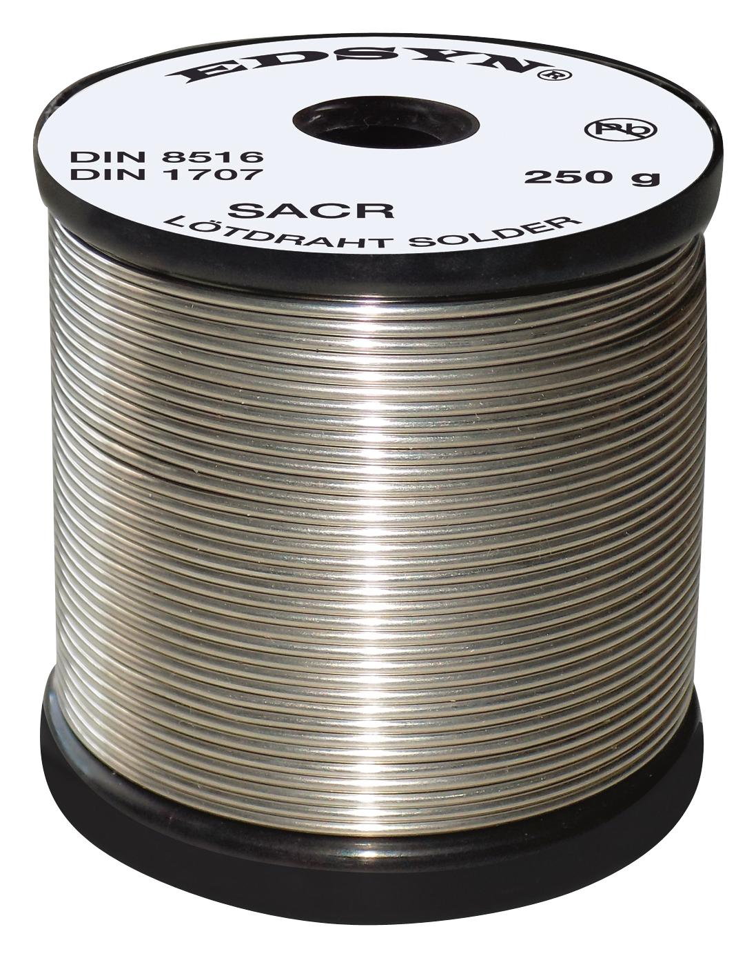 Edsyn Sacr5250 Solder Wire, Sn/ag/cu, 0.5mm, 250G