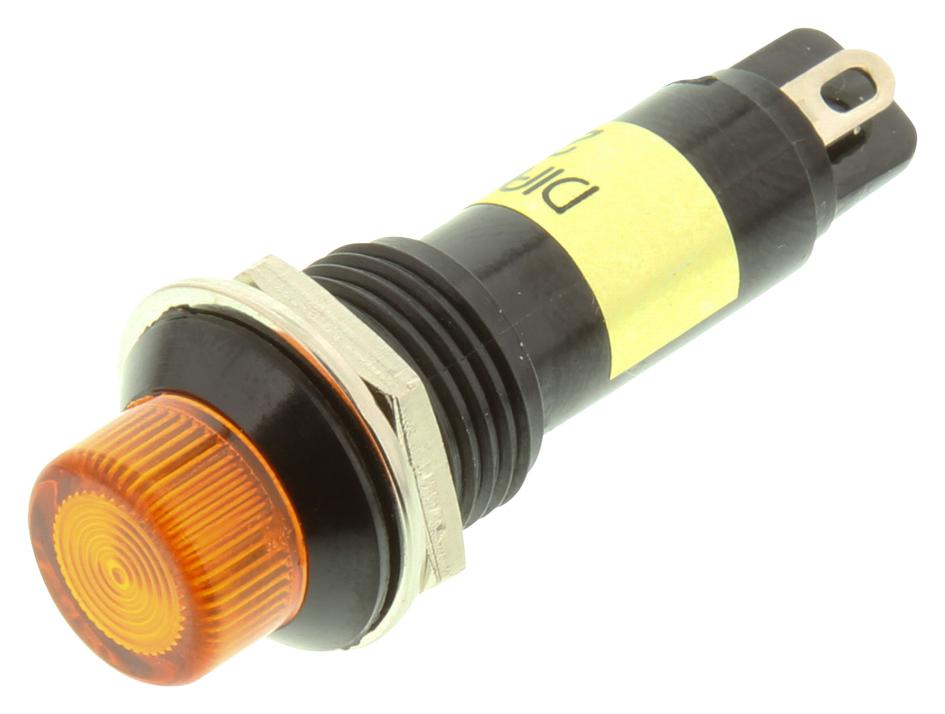 Dialight 612-3332-140F Panel Mount Indicator, Led, 12mm, Yellow, 24V