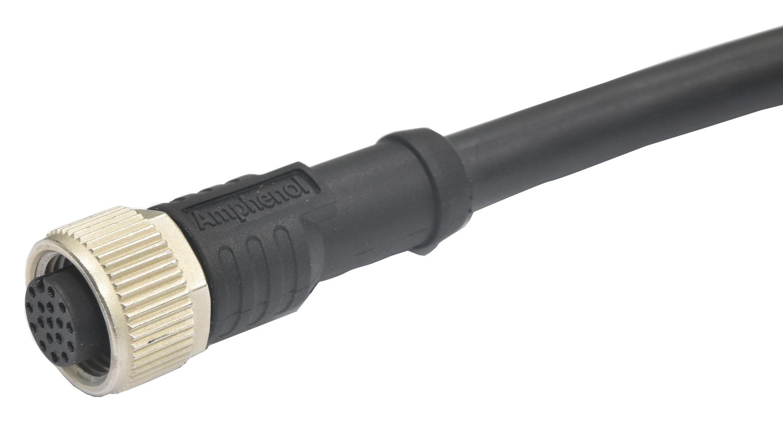 Amphenol LTW M12A-17Bffm-Sl8B01 Sensor Cord, M12 Rcpt-Free End, 3.3Ft