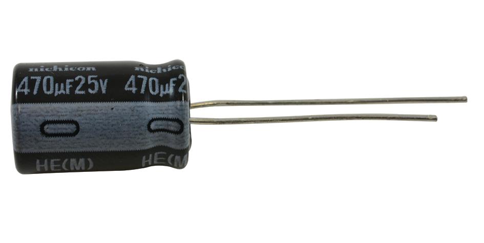 NIchicon Uhe1E471Mpd6Td Aluminum Electrolytic Capacitor, 470Uf, 25V, 20%, Radial