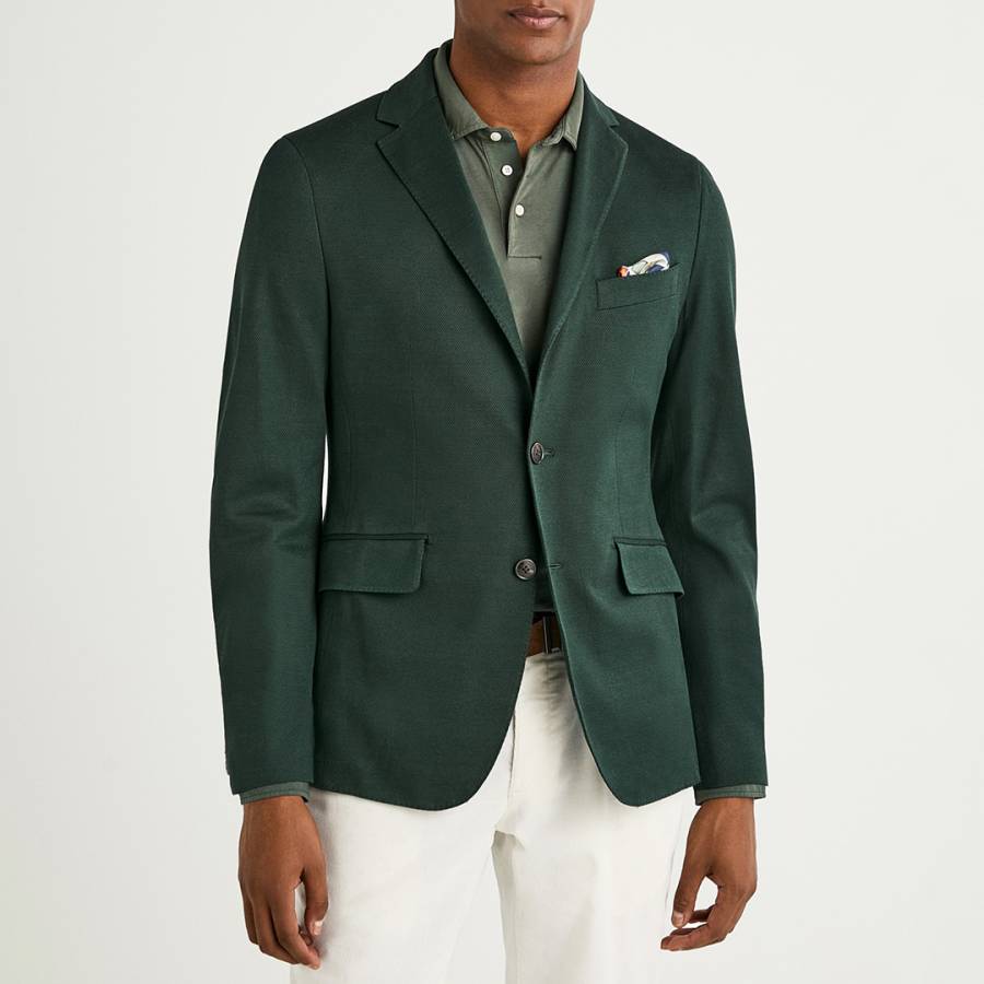 Green Texture Knit Cotton Jacket