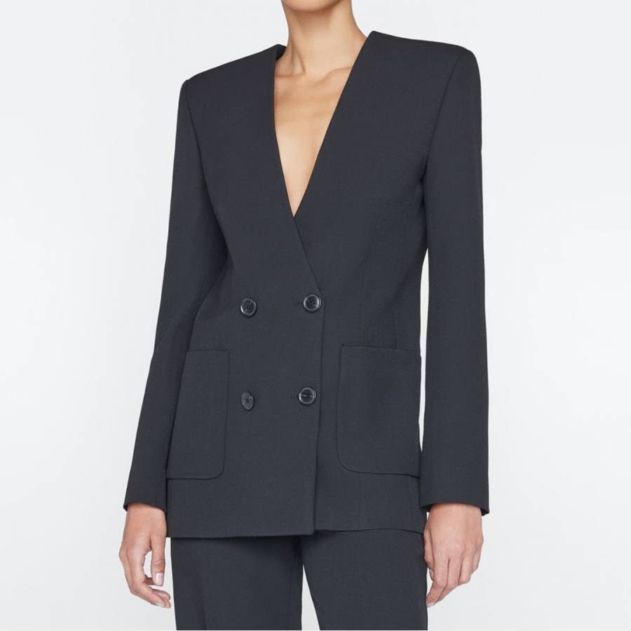 Black Clean Double Breasted Blazer