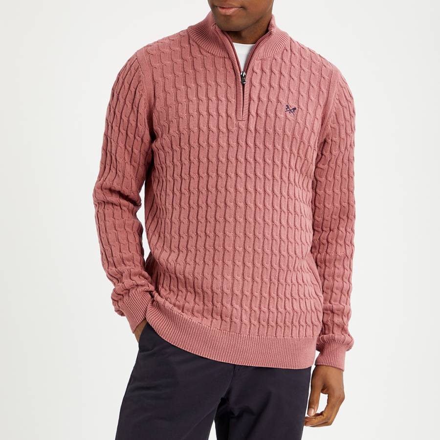 Pink Sailor Half Zip Cotton Sweatshirt