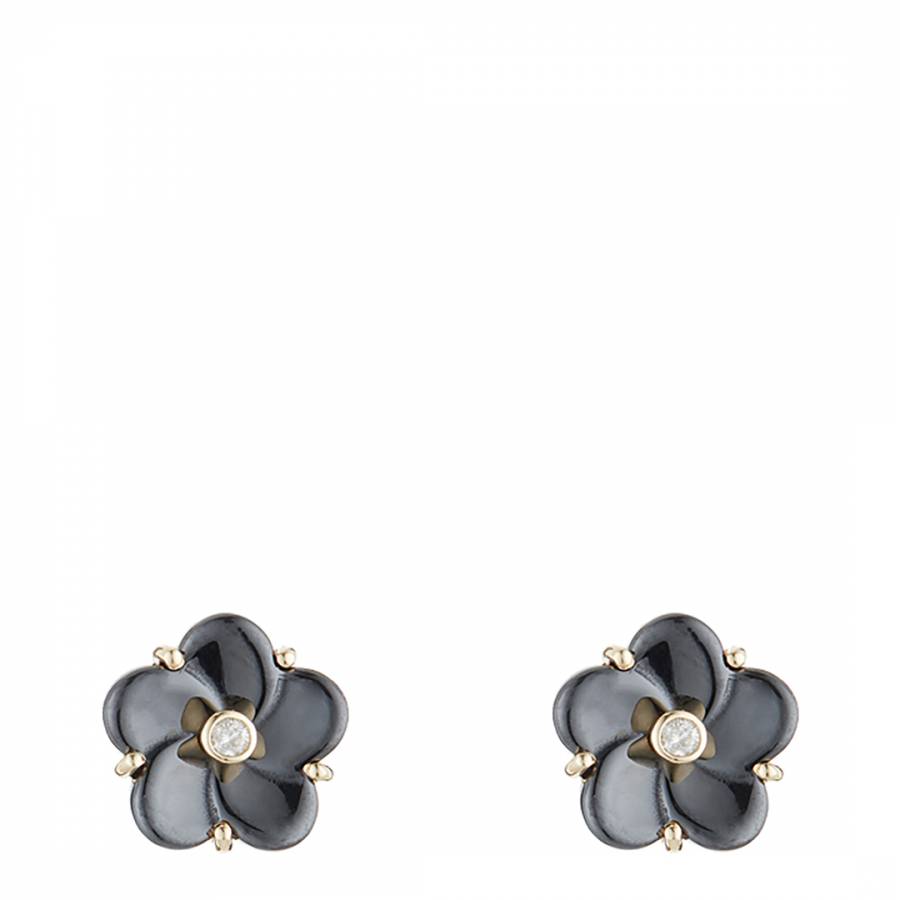 Gold Black flower Earrings