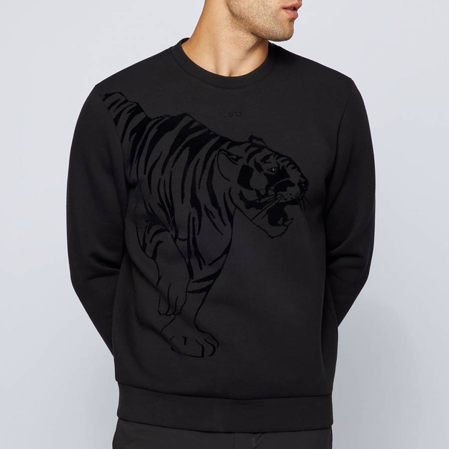 Black Salbox Graphic Cotton Blend Sweatshirt