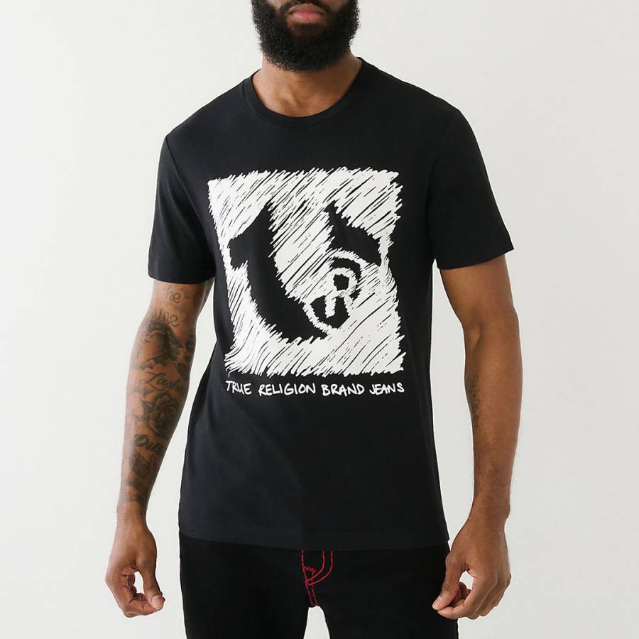 Black Scribble Cotton T-Shirt