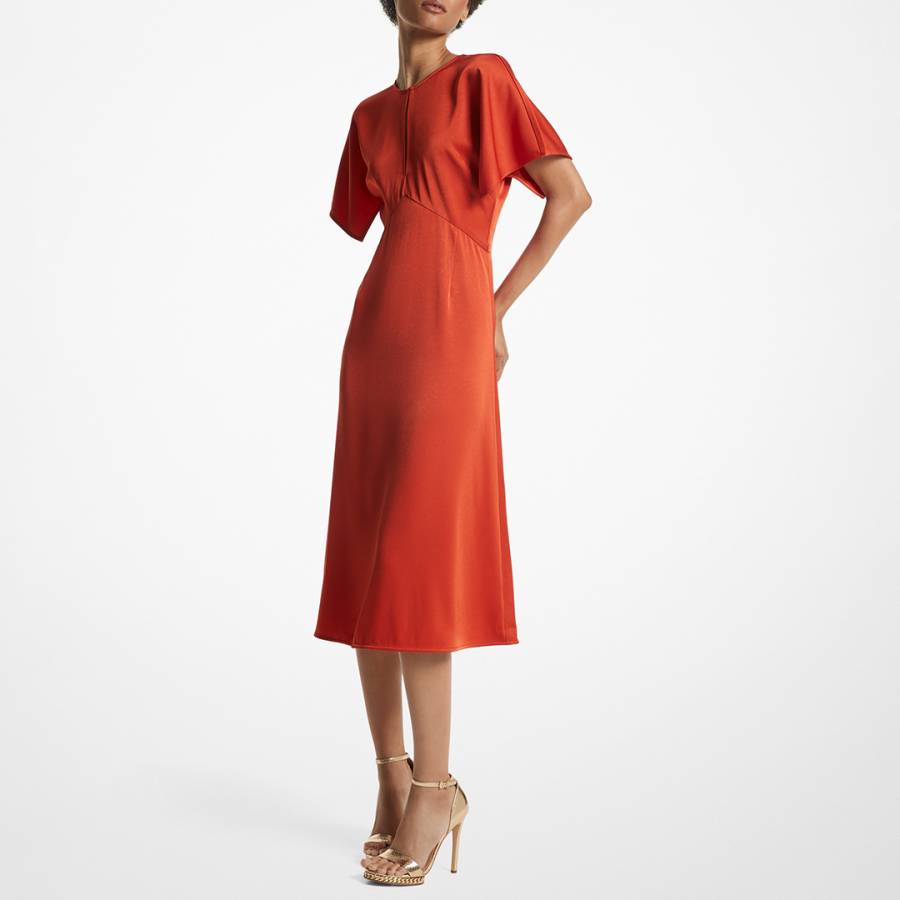 Orange Flutter Midi Dress