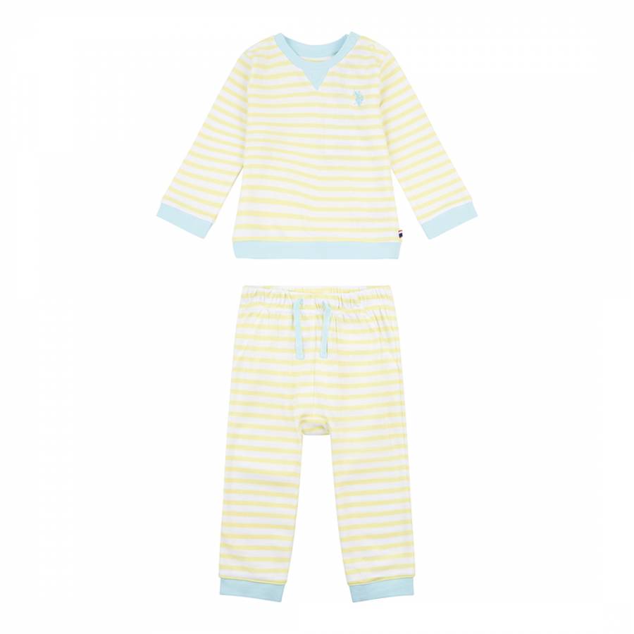 Baby's Yellow  Striped Bretton Cotton Set