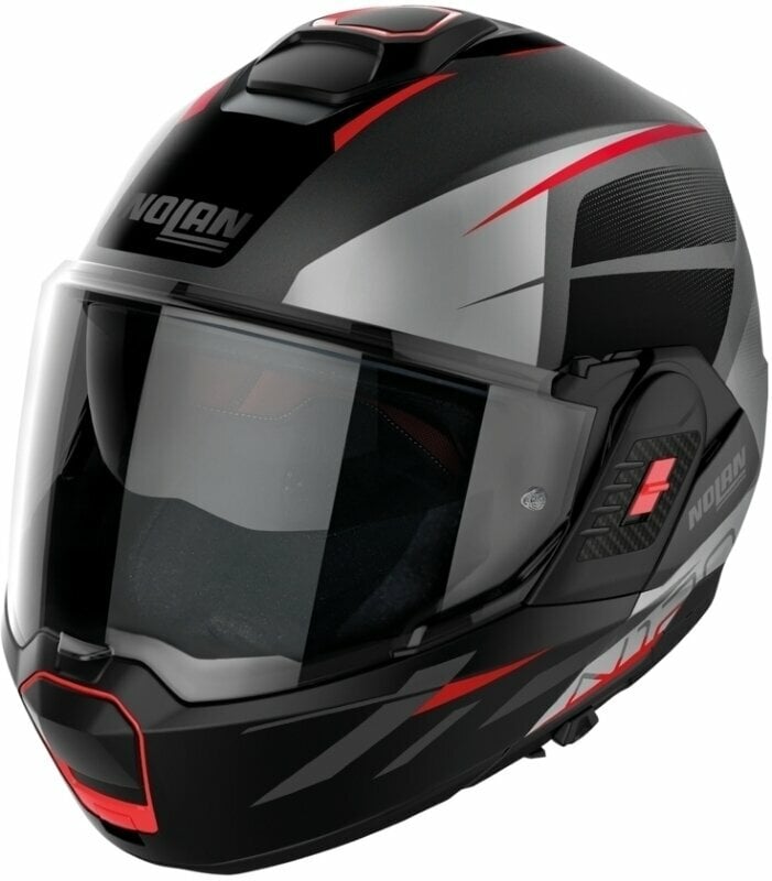 Nolan N120-1 Nightlife N-Com Flat Lava Grey Red/Silver/Black M Helmet