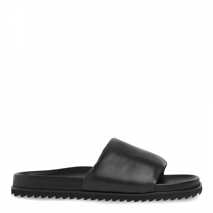 Black Aiden Leather Slider Sandals
