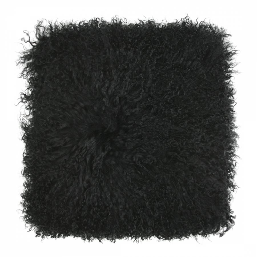 Tibetan Longwool Cushion 40 x 40cm Velvet Black