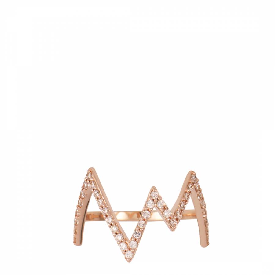 Gold Rose Gold Heartbeat Ring with Champagne Stones
