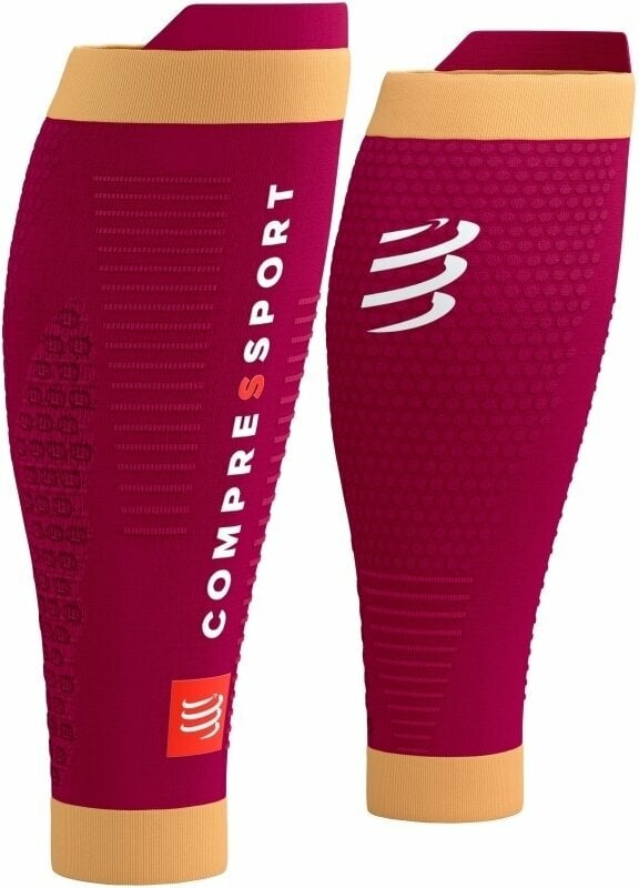 Compressport R2 3.0 Persian Red/Blazing Orange T3 Calf covers for runners
