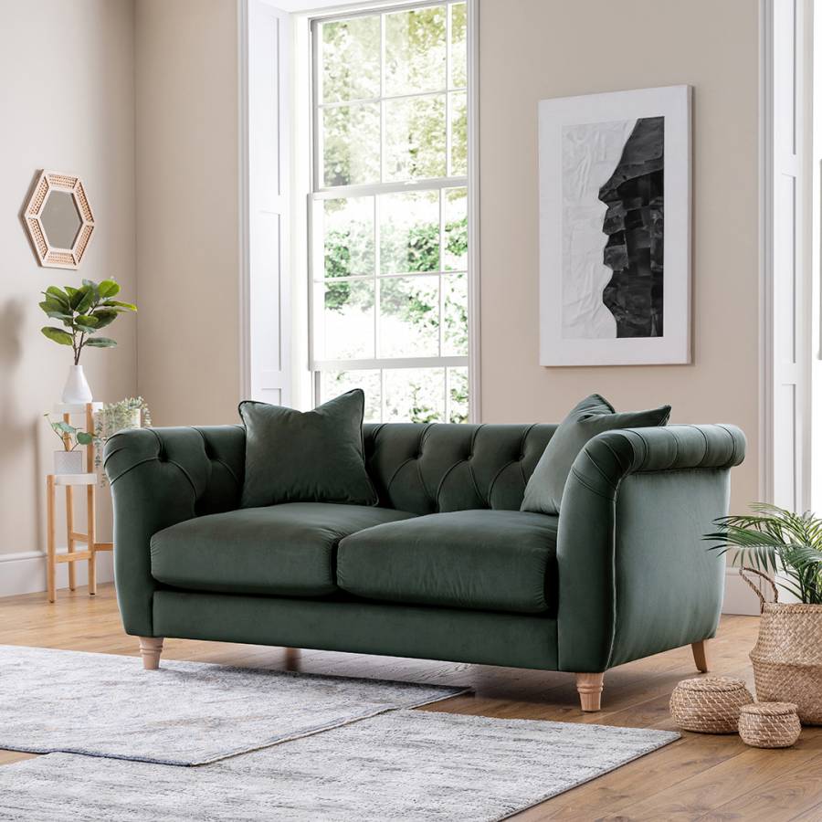 The Soho - Medium Sofa Velvet Seaweed Green