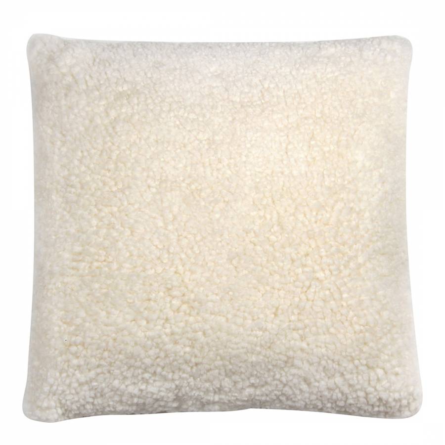 Sheepskin Curly Cushion 40x40cm Flax Off White