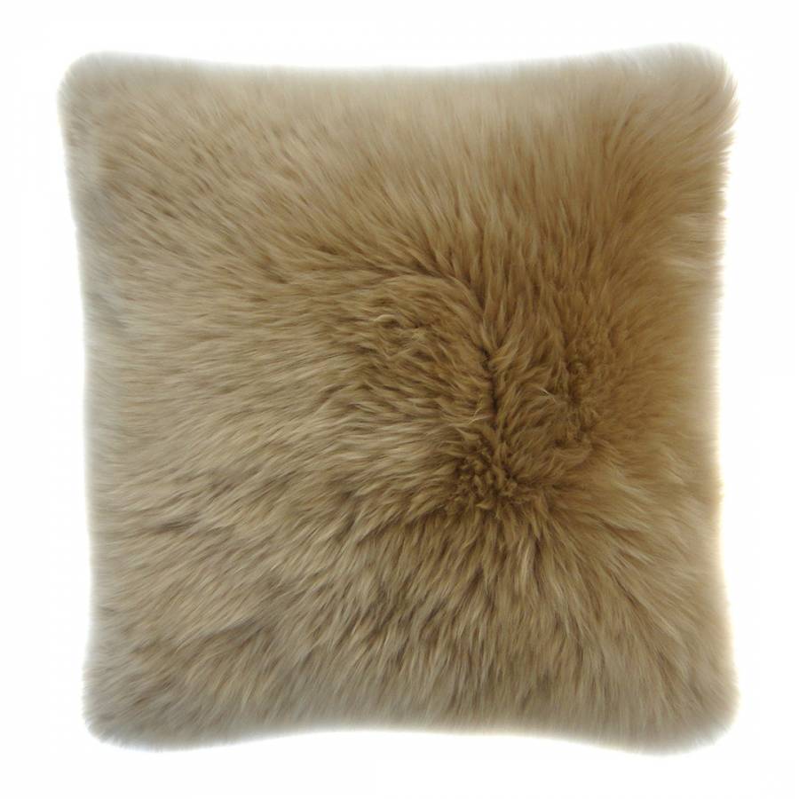 Sheepskin Longwool Cushion 40x40cm Flax Nappa