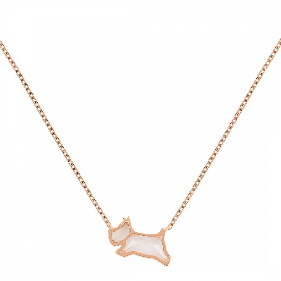 18ct Rose Gold Plated Sterling Silver Clear Stone Jumping Dog Necklace