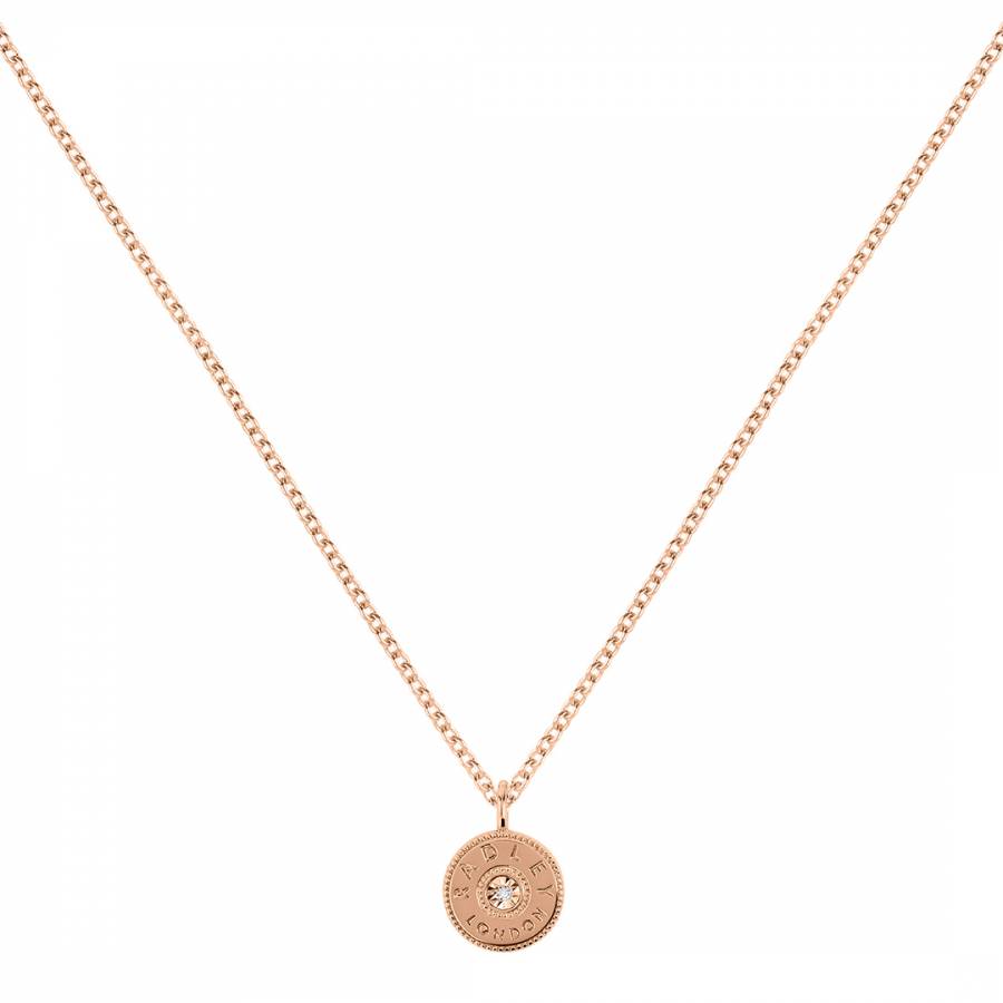 18ct Rose Gold Plated Sterling Silver Diamond Disc Necklace