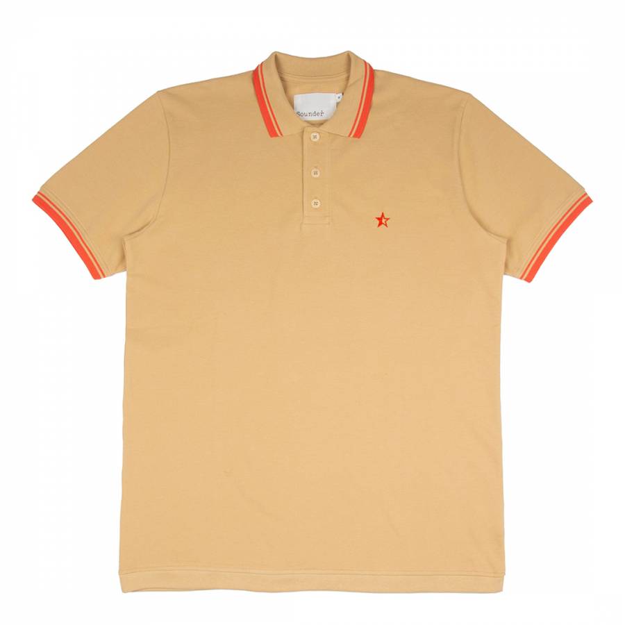 Beige/Red Cotton Polo