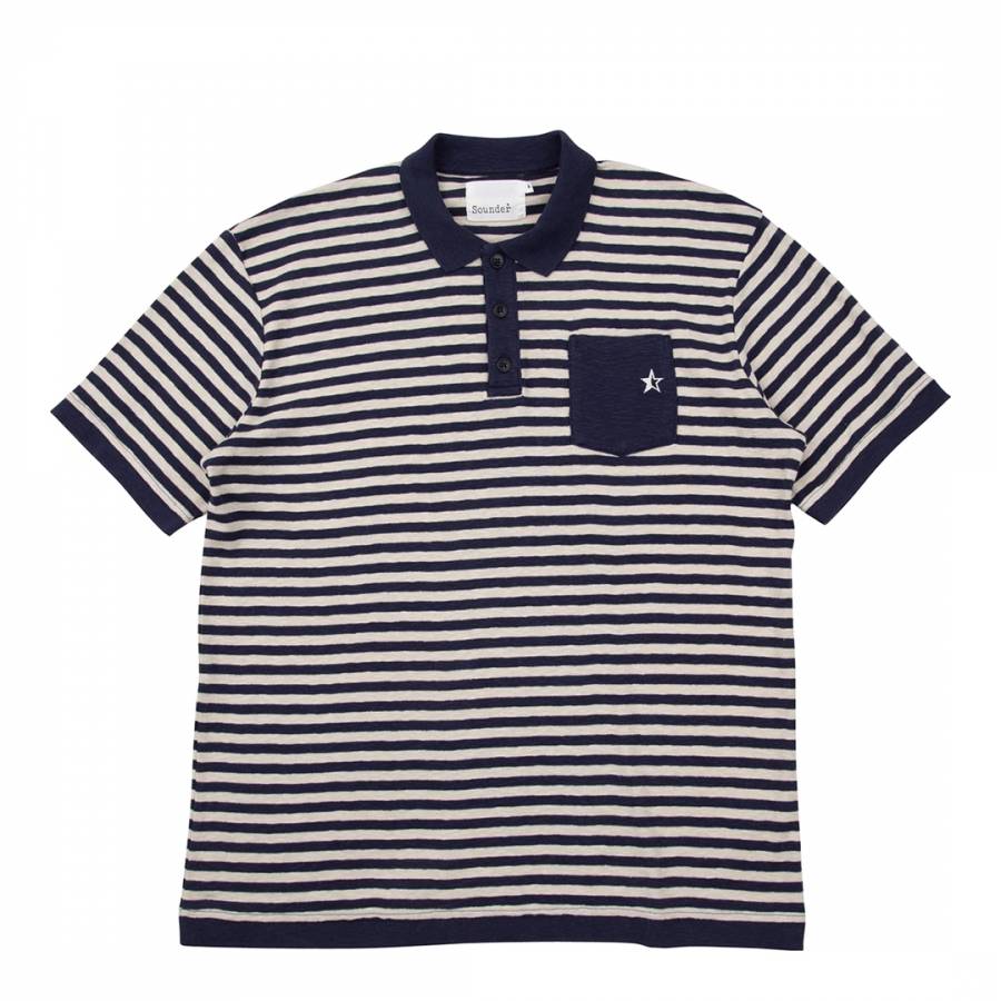 Navy Stripe Cotton Polo