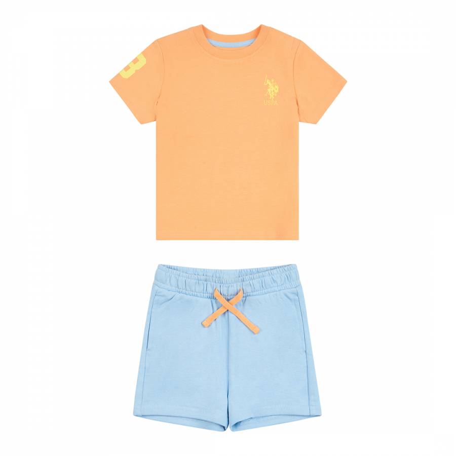 Boy's Orange Cotton T-Shirt & Shorts Set