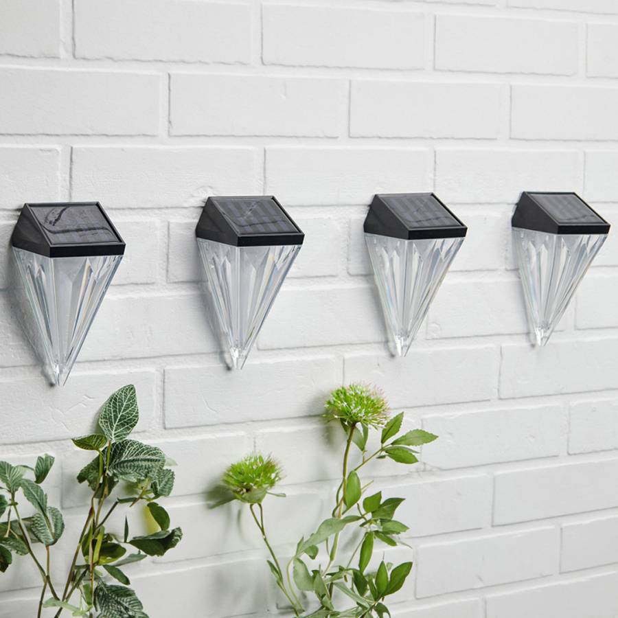 Solar Diamond Wall Lights Pack of 4