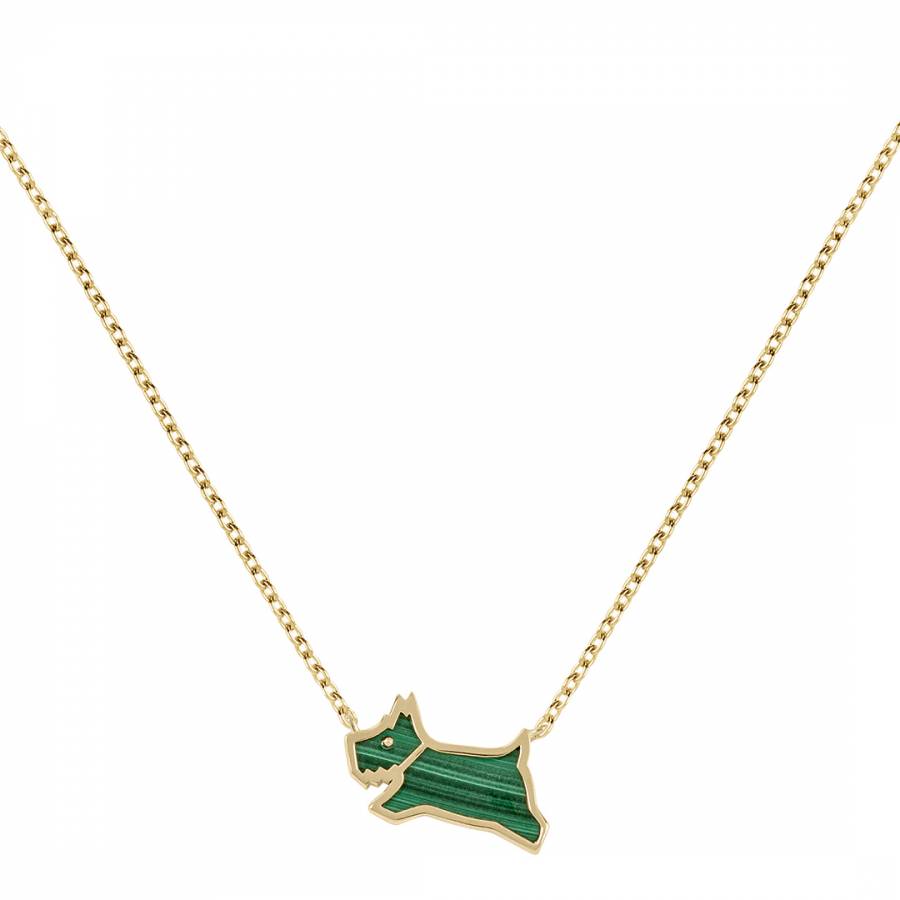Radley Hay'S Mews Ladies 18ct Pale Gold Plated Sterling Silver Malachite Coloured Resin Jumping Dog Necklace