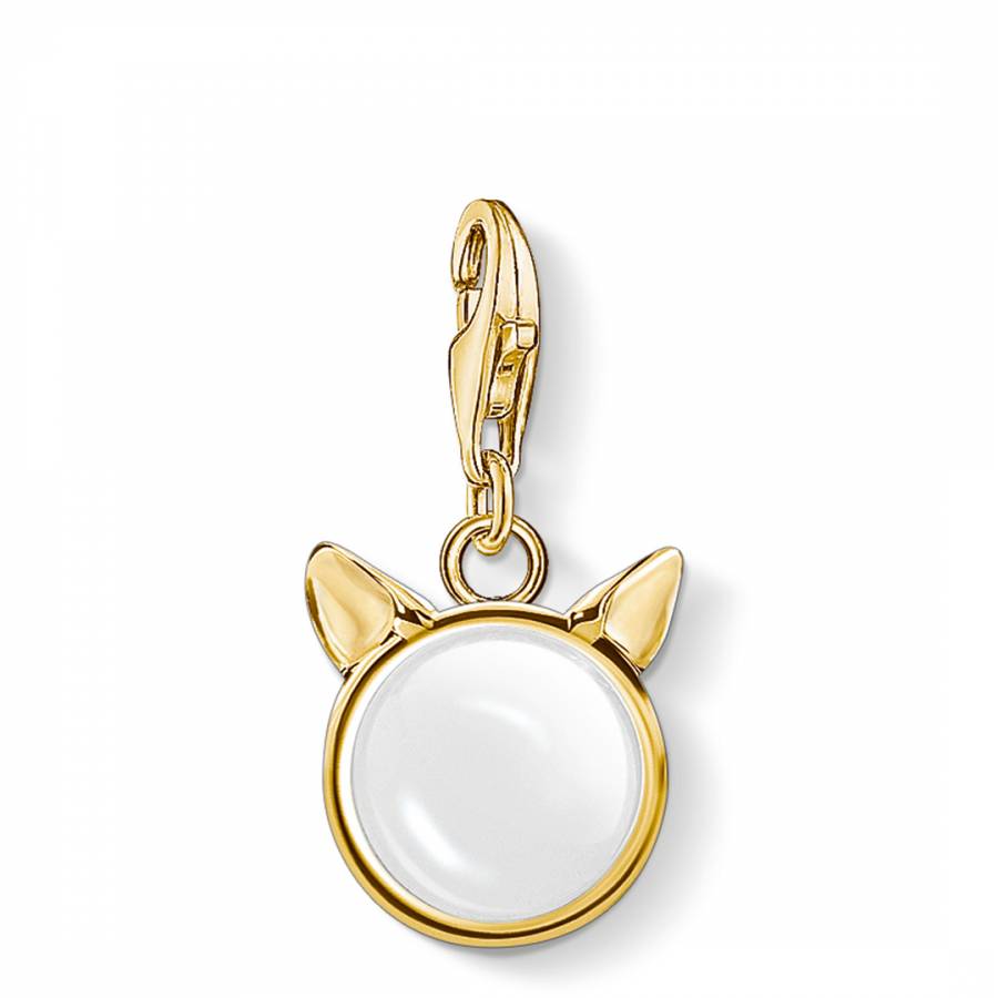 Yellow Gold White Glam & Soul Charm Cat Ears Pendant