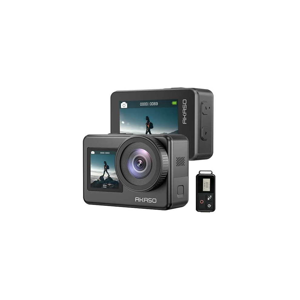 AKASO Brave 7 Action Camera, IPX8 Waterproof Native 4K 20MP WiFi Cam with Touch Screen EIS 2.0 Zoom Support External Mic Voice Control Vlog Camera - G