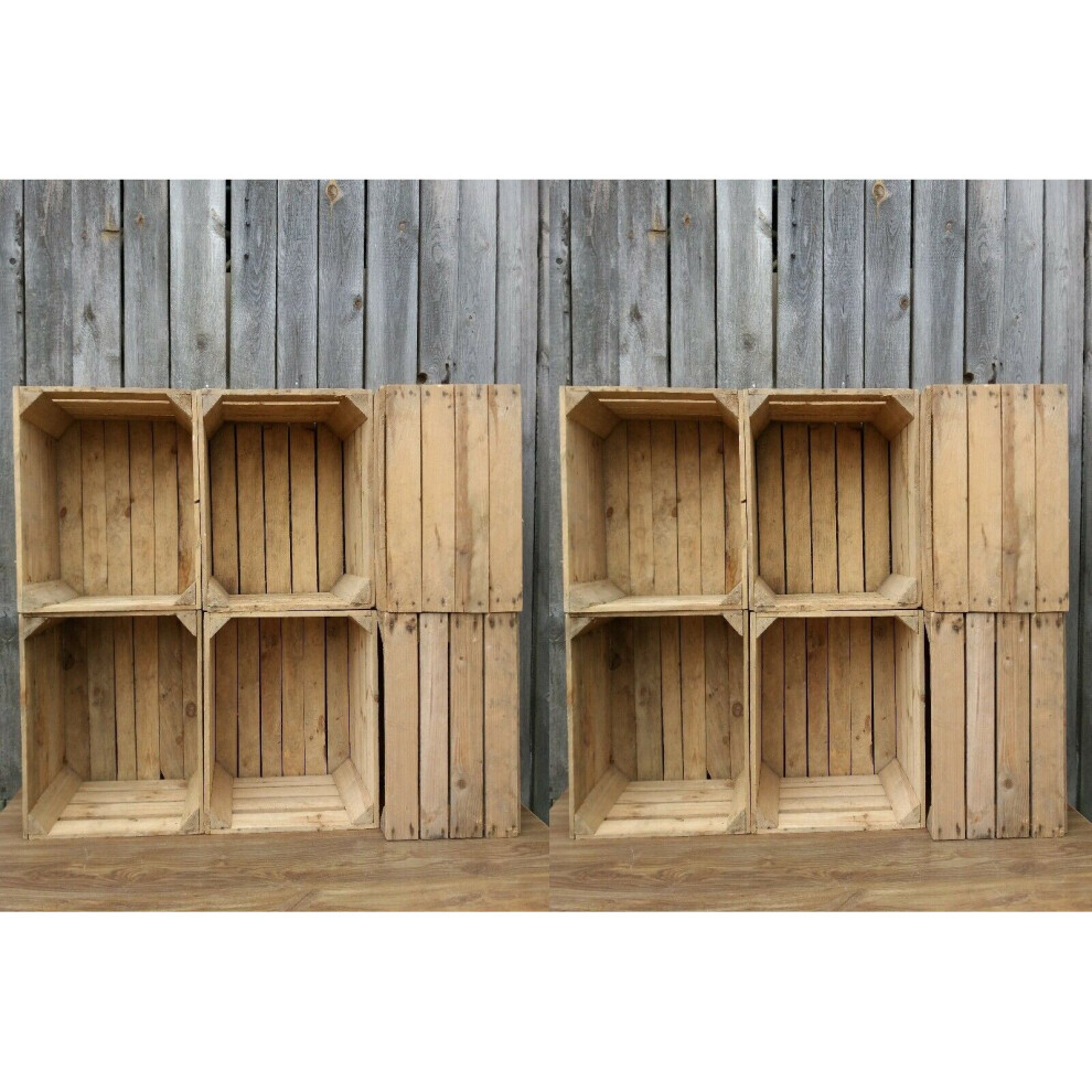(24 Crates) 2-24 Wooden Crate Fruit Apple Box Vintage Home