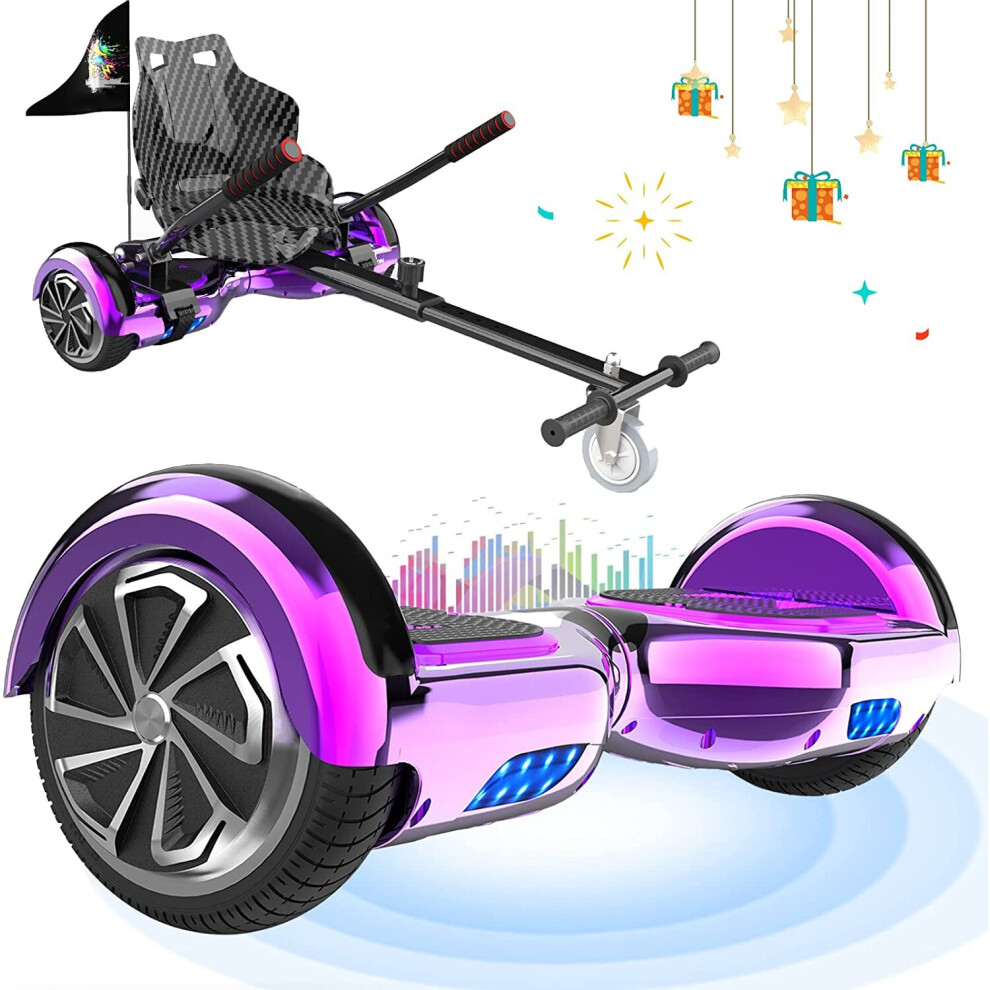 Hoverboard with Bluetooth Speakers and Adjustable Go-kart