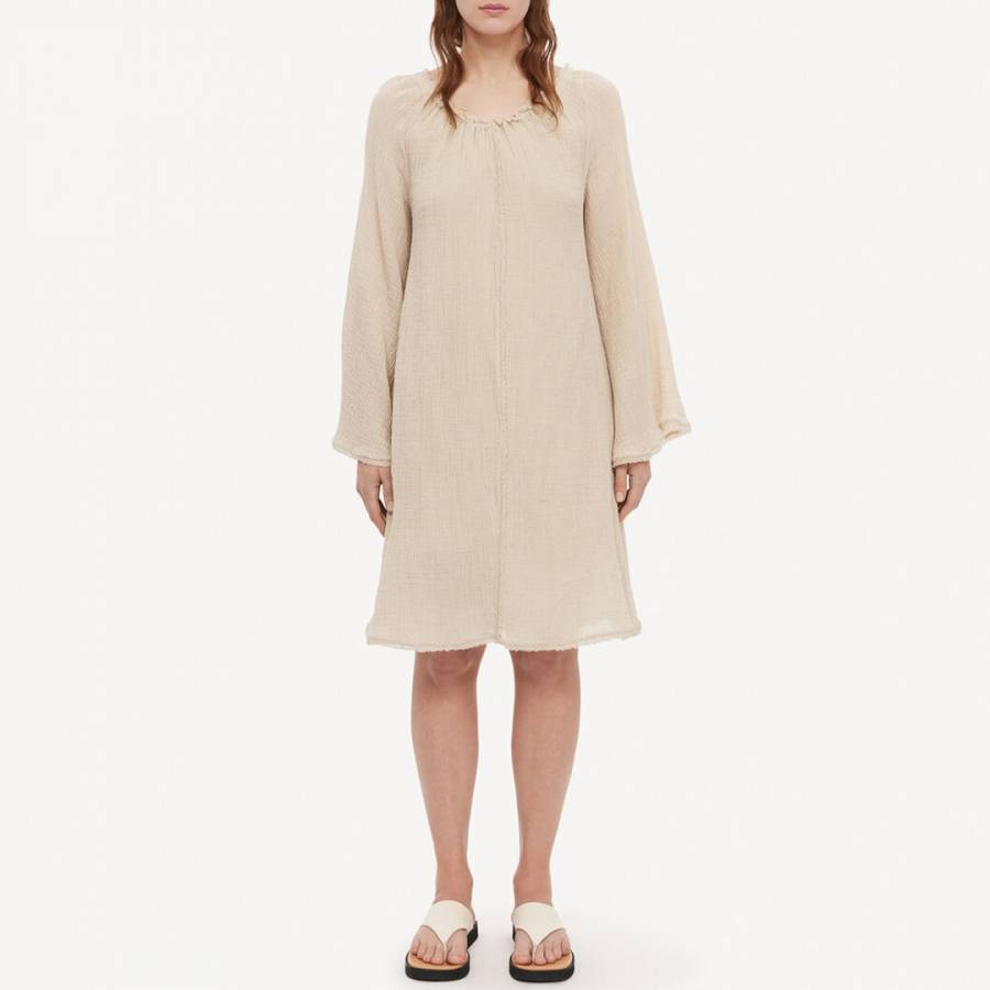 Light Sand Emoras Shift Cotton Blend Dress