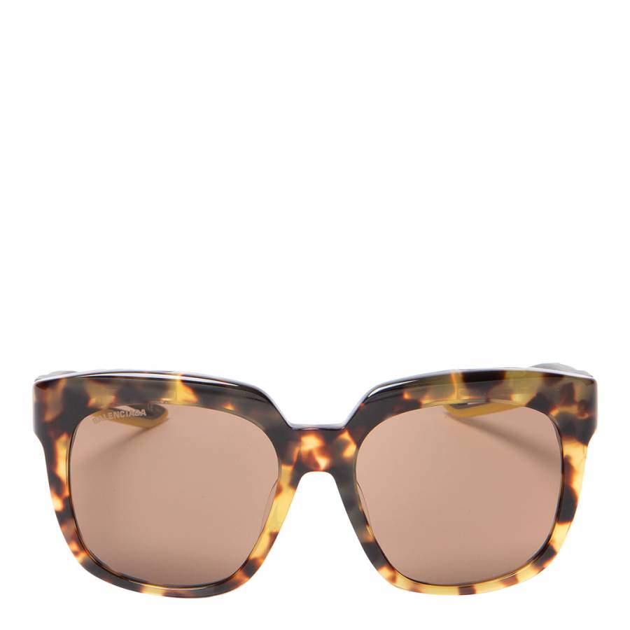 Unisex Havana Brown Balenciaga Sunglasses 55mm