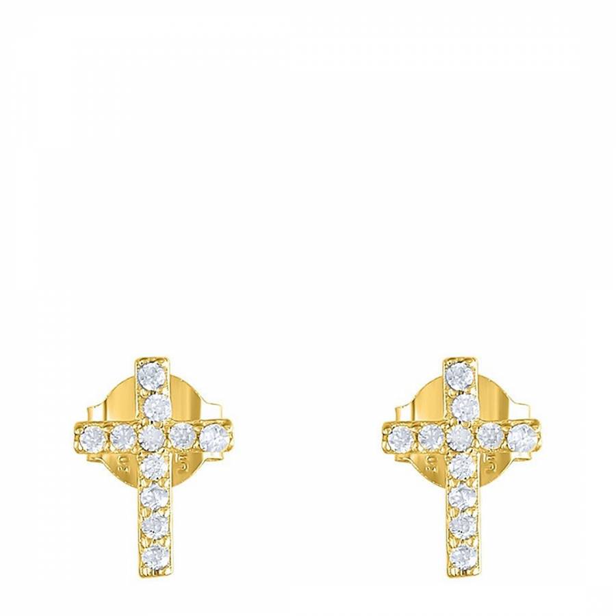 Gold Diamond Cross Earrings
